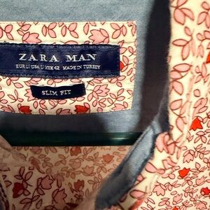Zara Men's Dress Shirt - Pink Floral